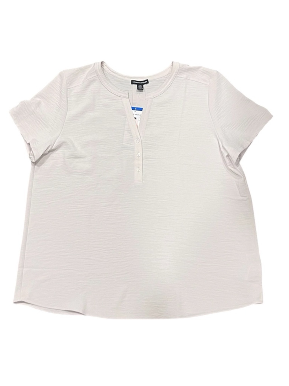 Hilary Radley Cream Textured Henley Top Women’s Large Short Sleeve Blouse